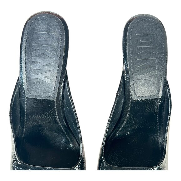 DKNY Anya Peep Toe Open Toe Black Heel Size 11 Patent Leather - Picture 4 of 7